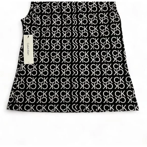 Calvin Klein Black & White Sleeveless Logo Top – Women’s Size M - Picture 9 of 11